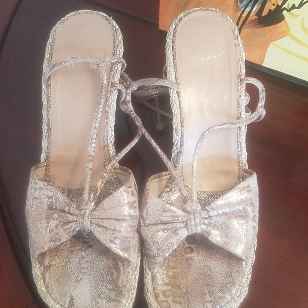 Stuart Weitzman animal print  wedge sandals